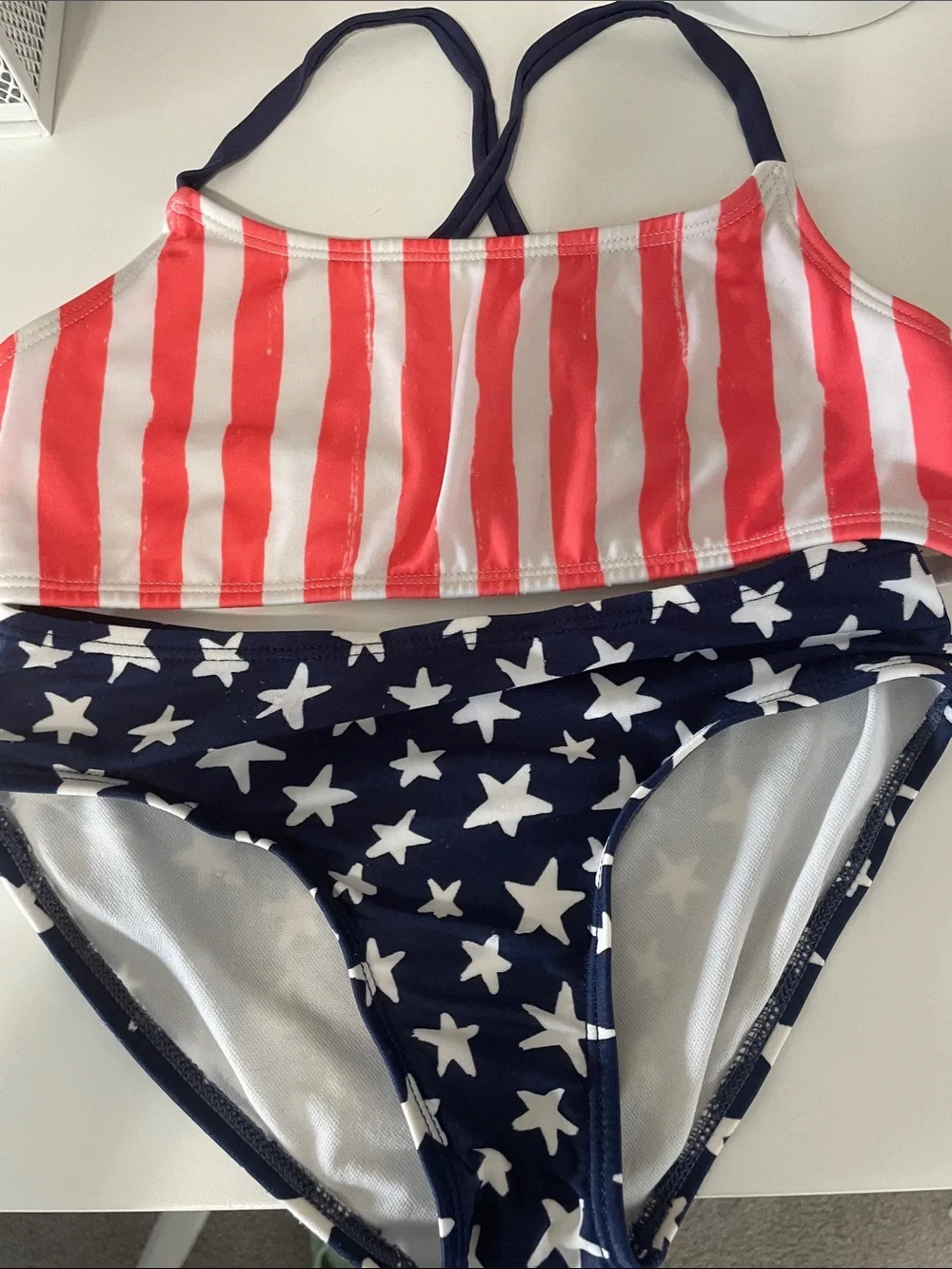 Cat & Jack Red, White & Navy Stars Two-Piece Girls Bikini